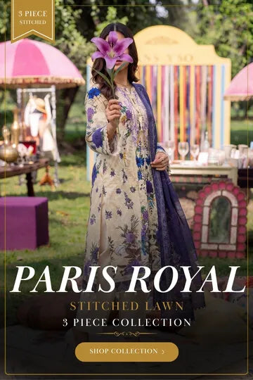 Paris Royal 3 Piece Stitched Lawn